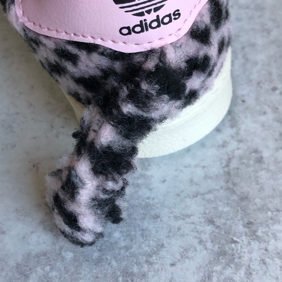 Adidas Originals Superstar 360 Kids Sneakers Fuzzy Leopard Tail Pink Black - Picture 8 of 16